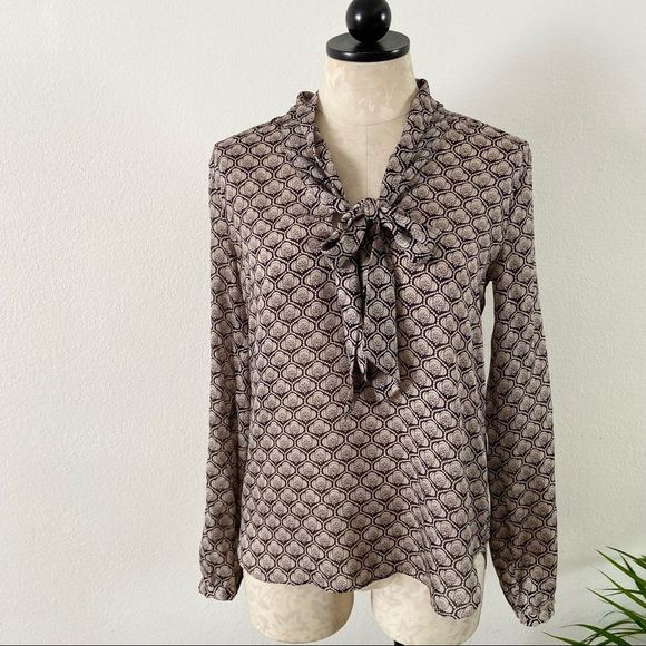 LOFT Tops - Loft tie front neck blouse office work attire professional business long sleeve